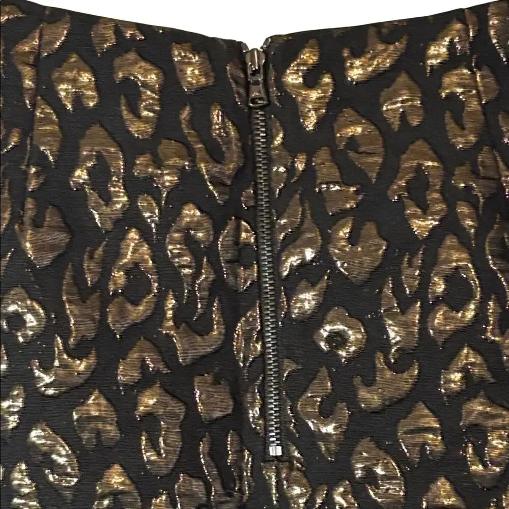Kenneth Cole New York Shimmering Black Leopard Skirt Size 8 UK 12